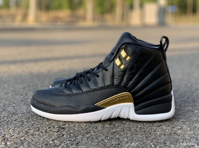 Onekick Air AO6068-007 'Reptile' Black Metallic Jordan Gold-White Retro 12 0614